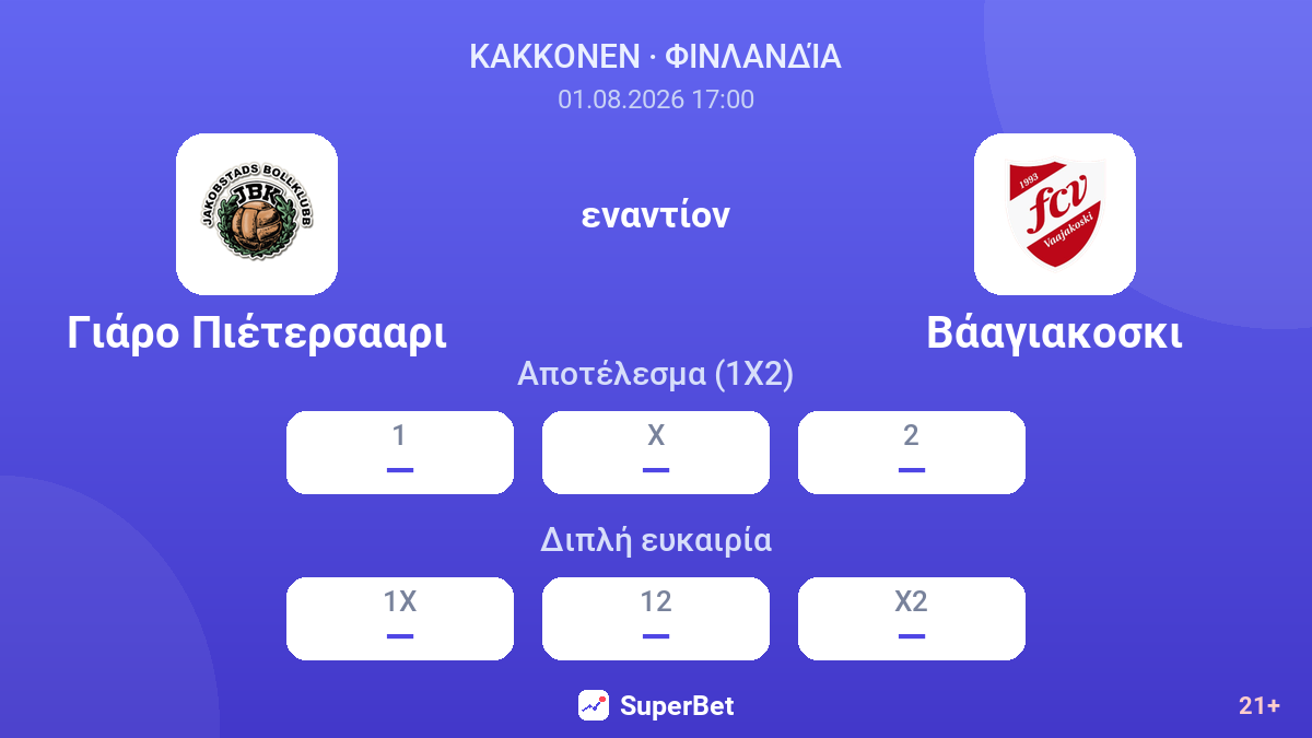 Γιάρο Πιέτερσααρι εναντίον Βάαγιακοσκι — αποδόσεις
