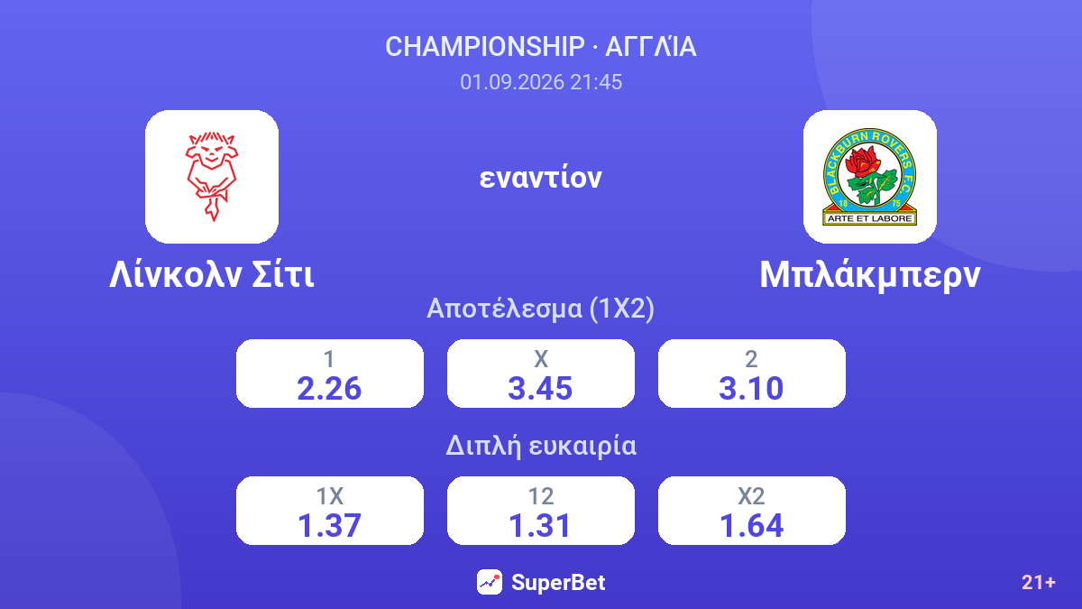 Λίνκολν Σίτι - Μπλάκμπερν — αποδόσεις