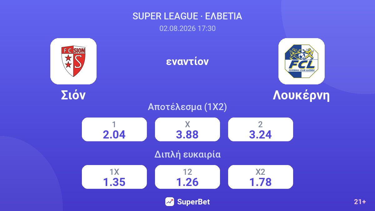 Σιόν εναντίον Λουκέρνη — αποδόσεις