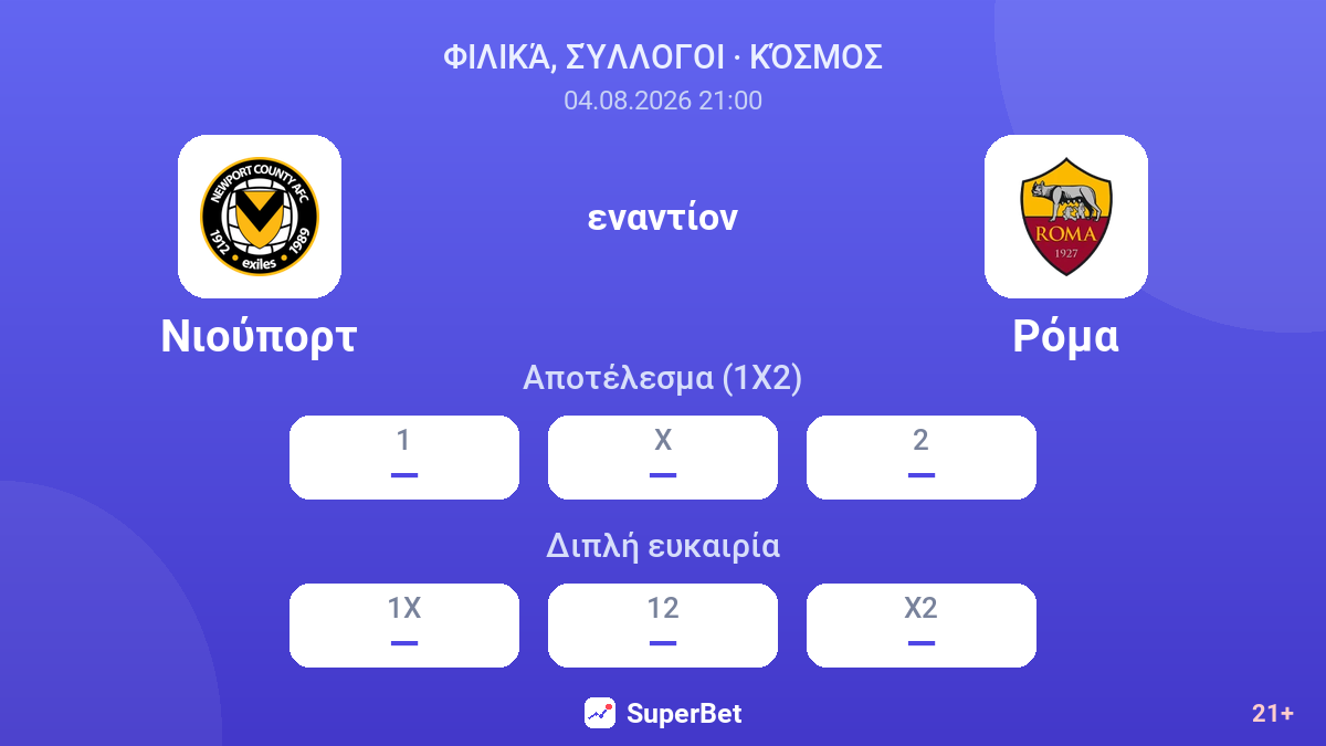 Νιούπορτ εναντίον Ρόμα — αποδόσεις