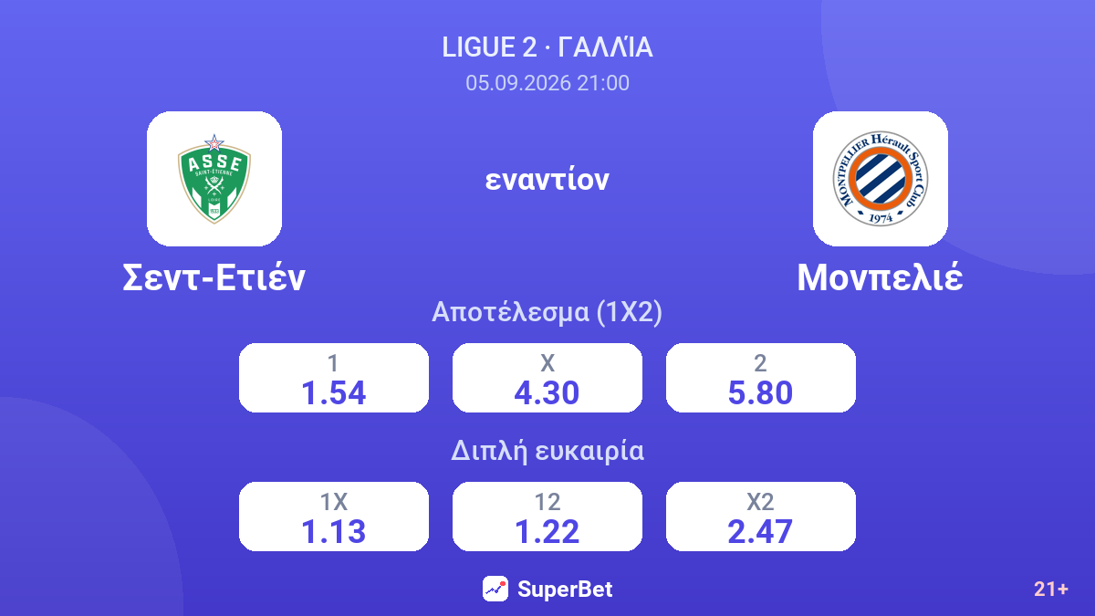 Σεντ-Ετιέν - Μονπελιέ — αποδόσεις