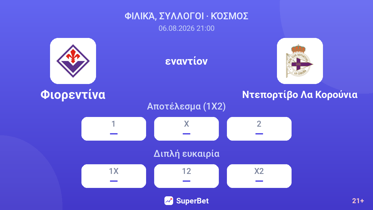 Φιορεντίνα εναντίον Ντεπορτίβο Λα Κορούνια — αποδόσεις