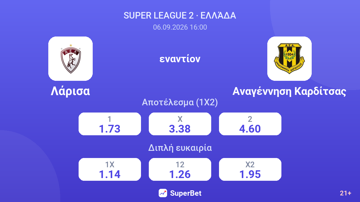 Λάρισα - Αναγέννηση Καρδίτσας — αποδόσεις