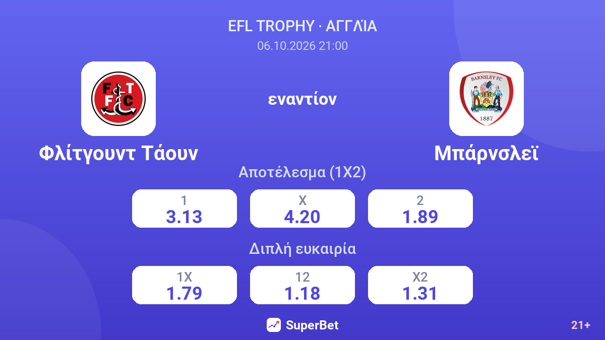 Φλίτγουντ Τάουν - Μπάρνσλεϊ — αποδόσεις