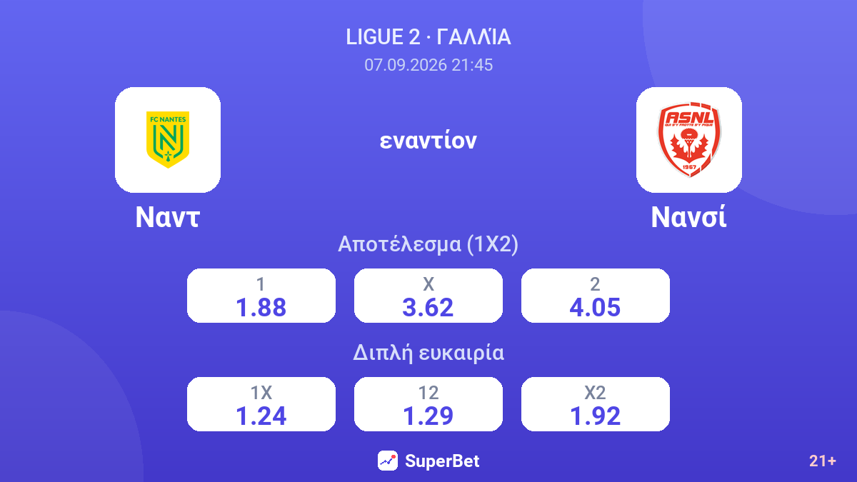 Ναντ - Νανσί — αποδόσεις