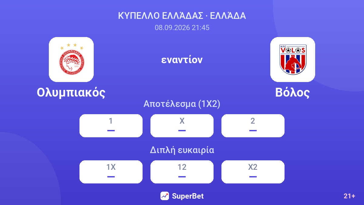 Ολυμπιακός - Βόλος — αποδόσεις