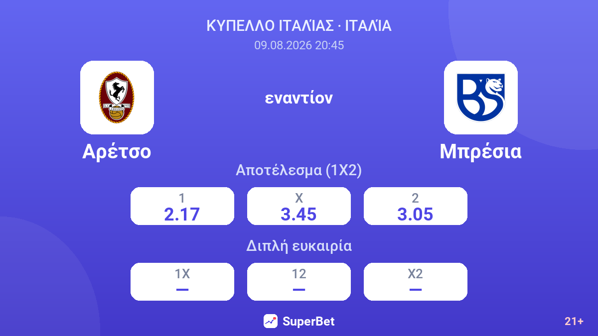 Αρέτσο - Μπρέσια — αποδόσεις