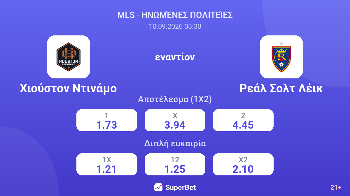 Χιούστον Ντινάμο - Ρεάλ Σολτ Λέικ — αποδόσεις