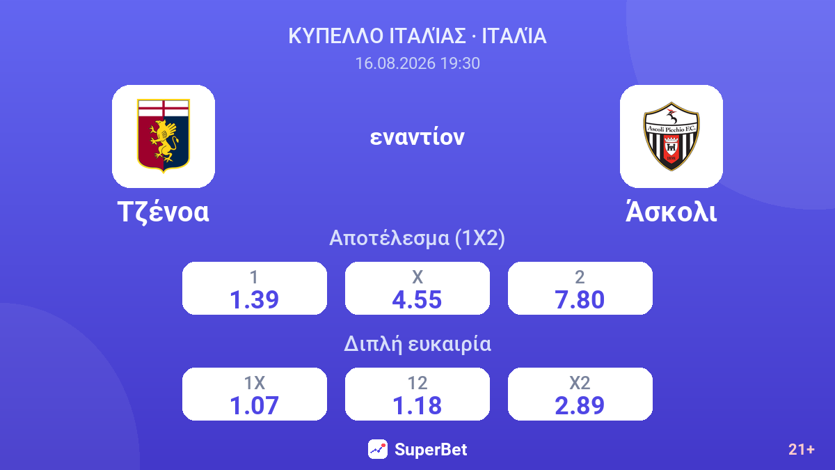 Τζένοα - Άσκολι — αποδόσεις