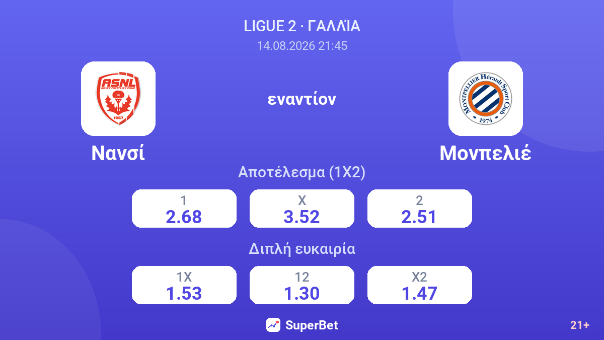 Νανσί - Μονπελιέ — αποδόσεις