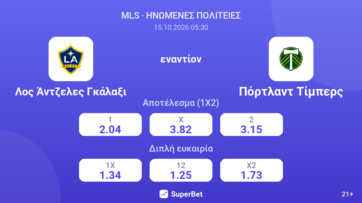Λος Άντζελες Γκάλαξι - Πόρτλαντ Τίμπερς — αποδόσεις
