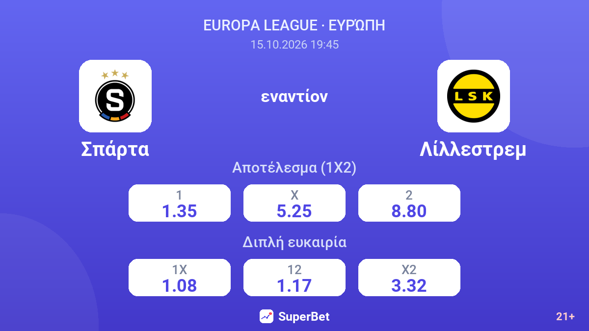 Σπάρτα - Λίλλεστρεμ — αποδόσεις