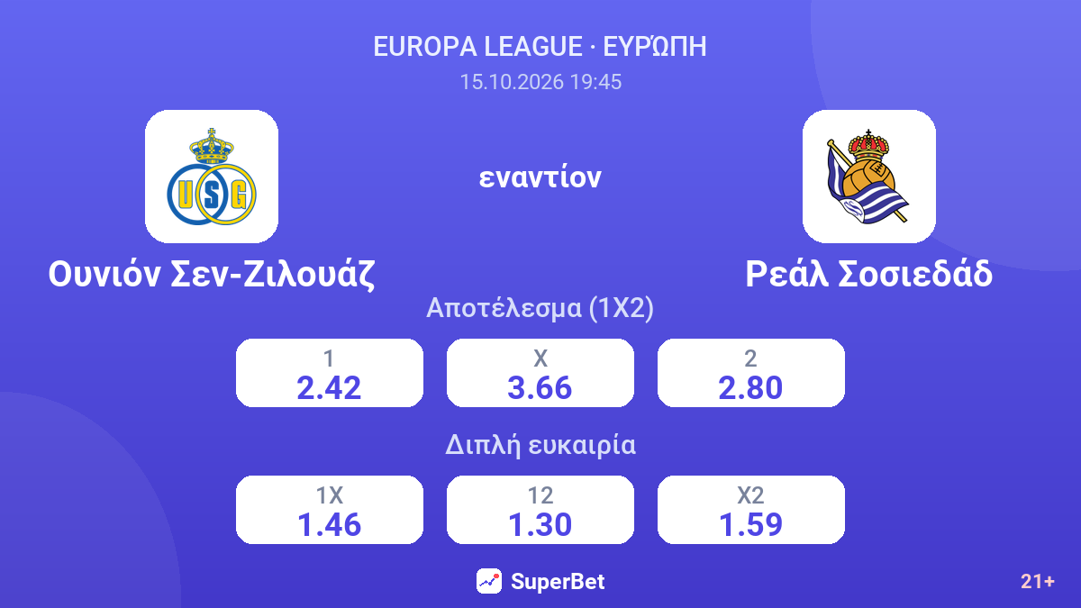 Ουνιόν Σεν-Ζιλουάζ - Ρεάλ Σοσιεδάδ — αποδόσεις