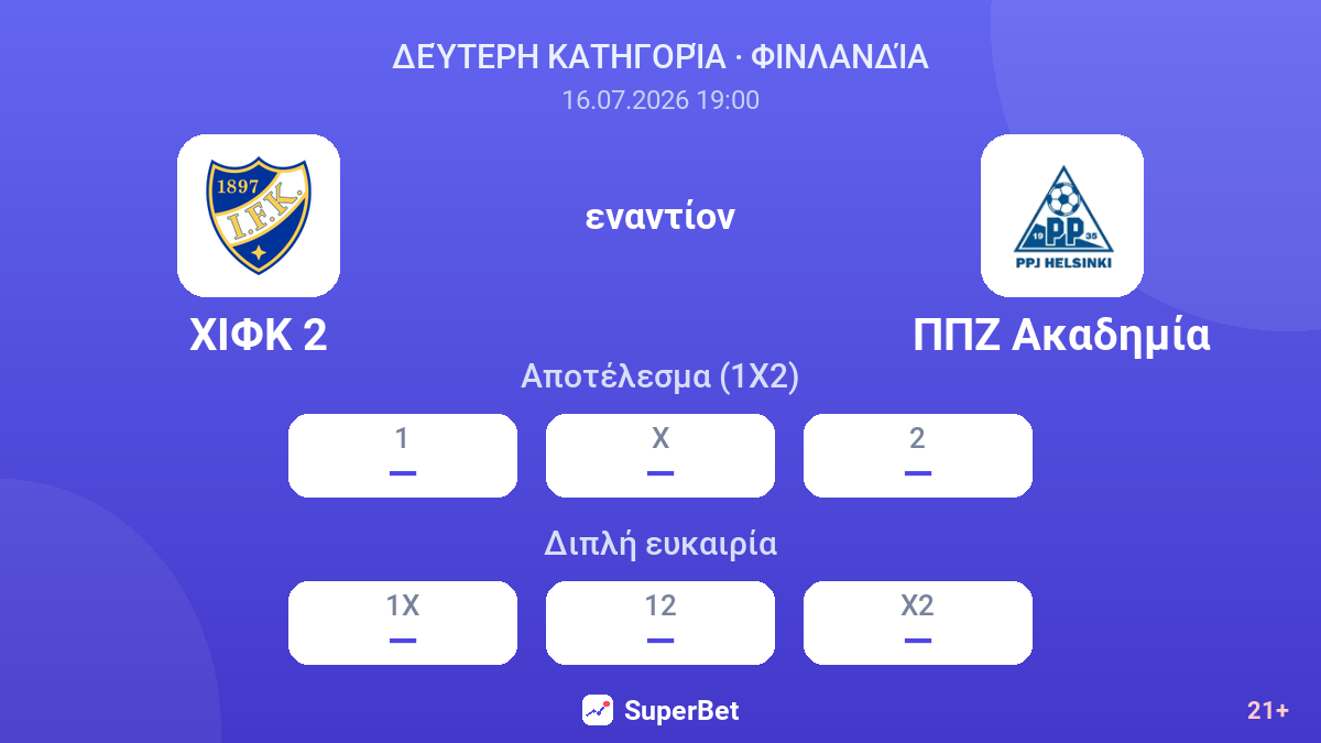 ΧΙΦΚ 2 εναντίον ΠΠΖ Ακαδημία — αποδόσεις