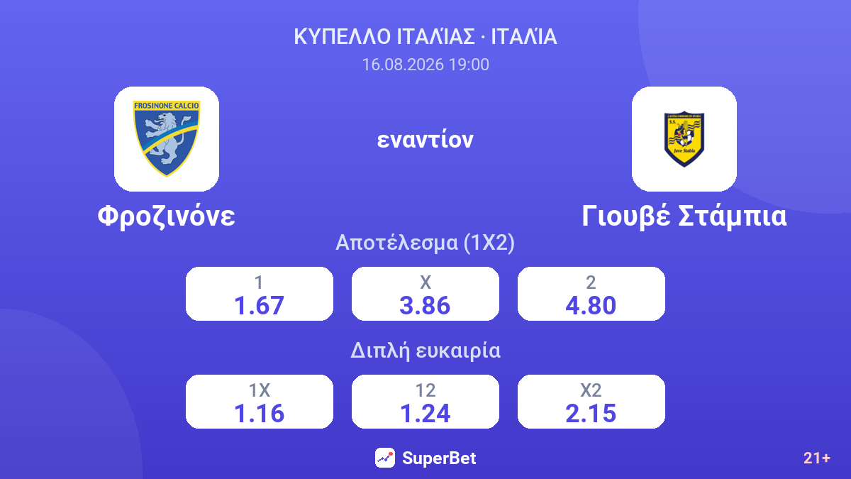 Φροζινόνε - Γιουβέ Στάμπια — αποδόσεις