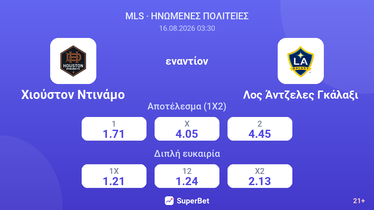 Χιούστον Ντινάμο - Λος Άντζελες Γκάλαξι — αποδόσεις