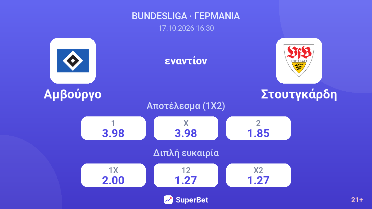 Αμβούργο - Στουτγκάρδη — αποδόσεις