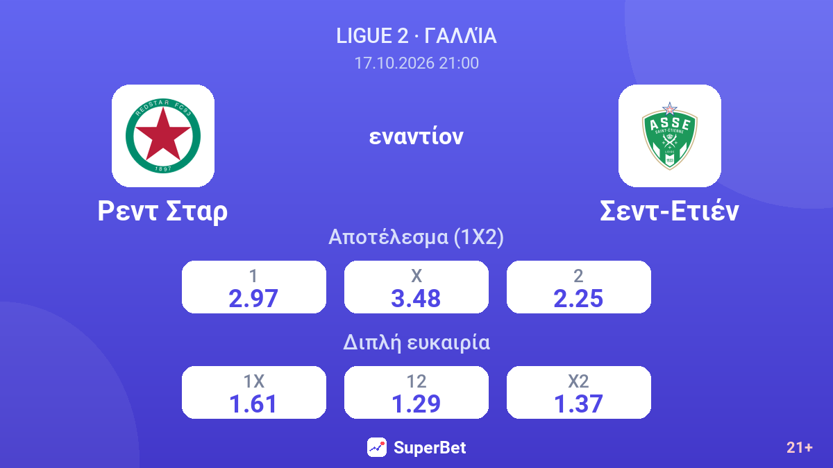 Ρεντ Σταρ - Σεντ-Ετιέν — αποδόσεις