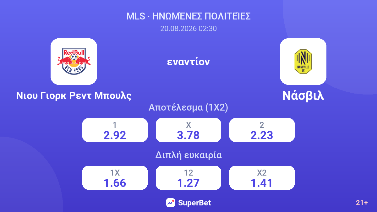 Νιου Γιορκ Ρεντ Μπουλς - Νάσβιλ — αποδόσεις