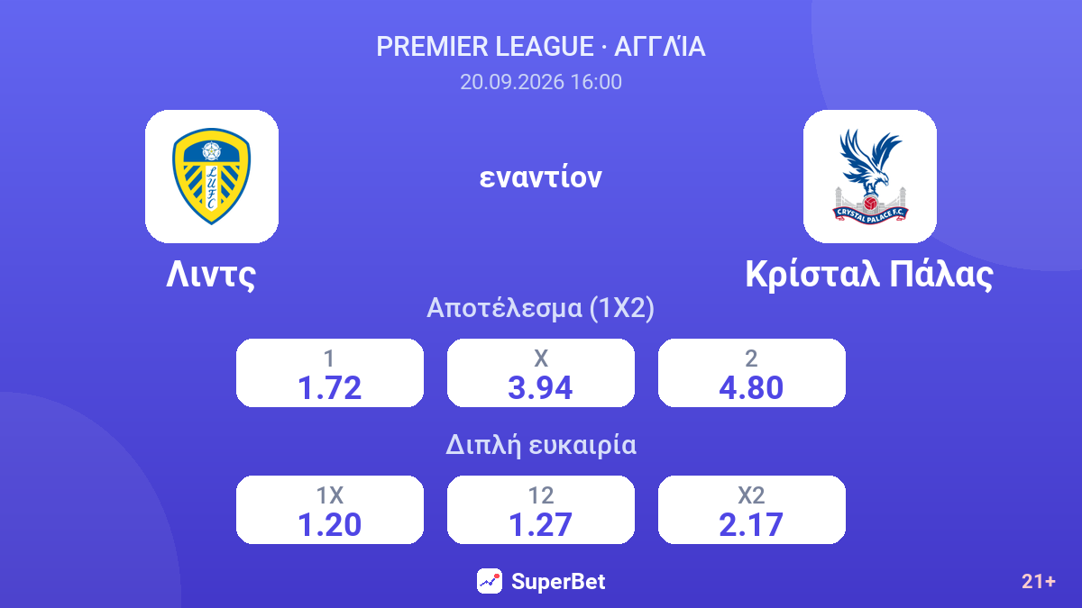 Λιντς - Κρίσταλ Πάλας — αποδόσεις