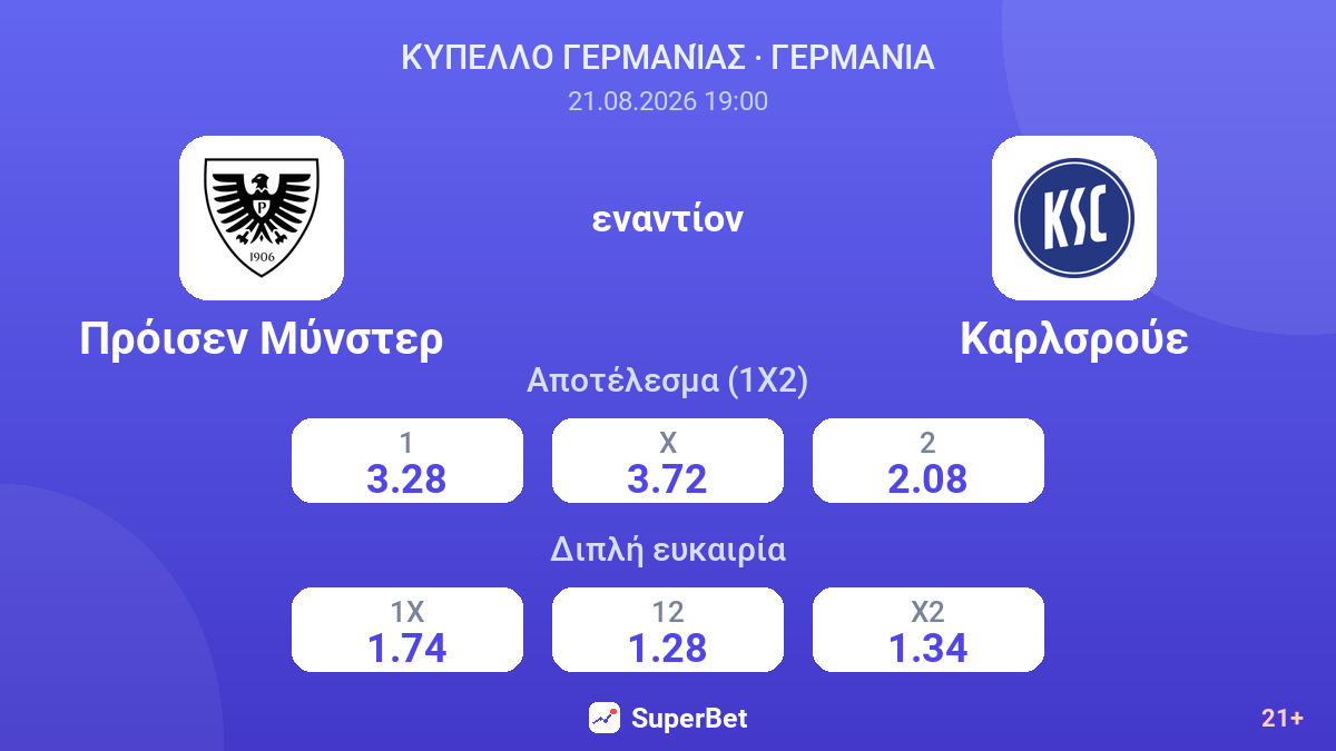 Πρόισεν Μύνστερ - Καρλσρούε — αποδόσεις