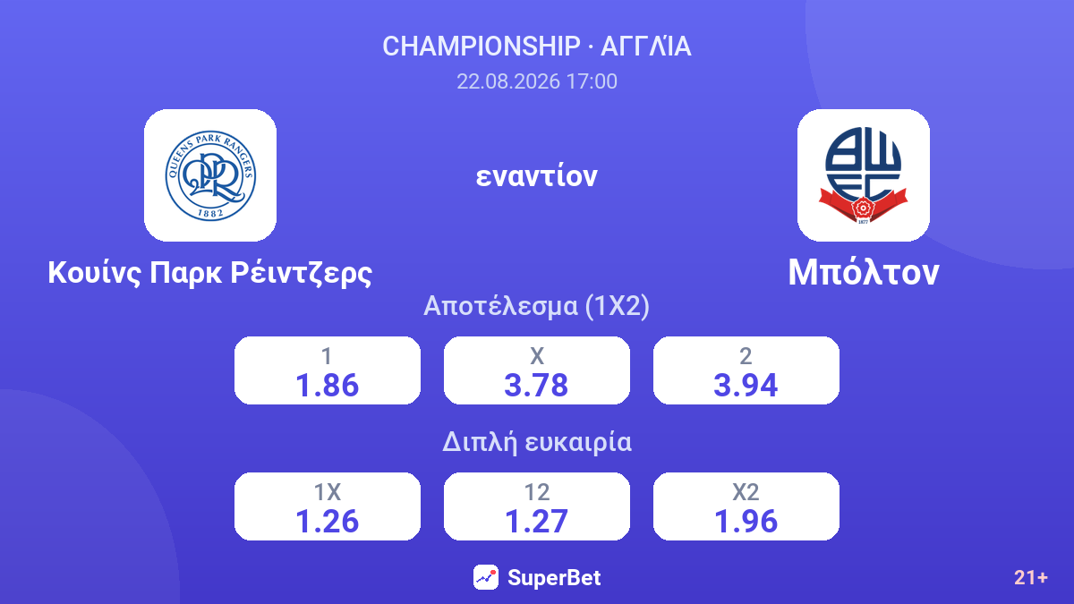 Κουίνς Παρκ Ρέιντζερς - Μπόλτον — αποδόσεις