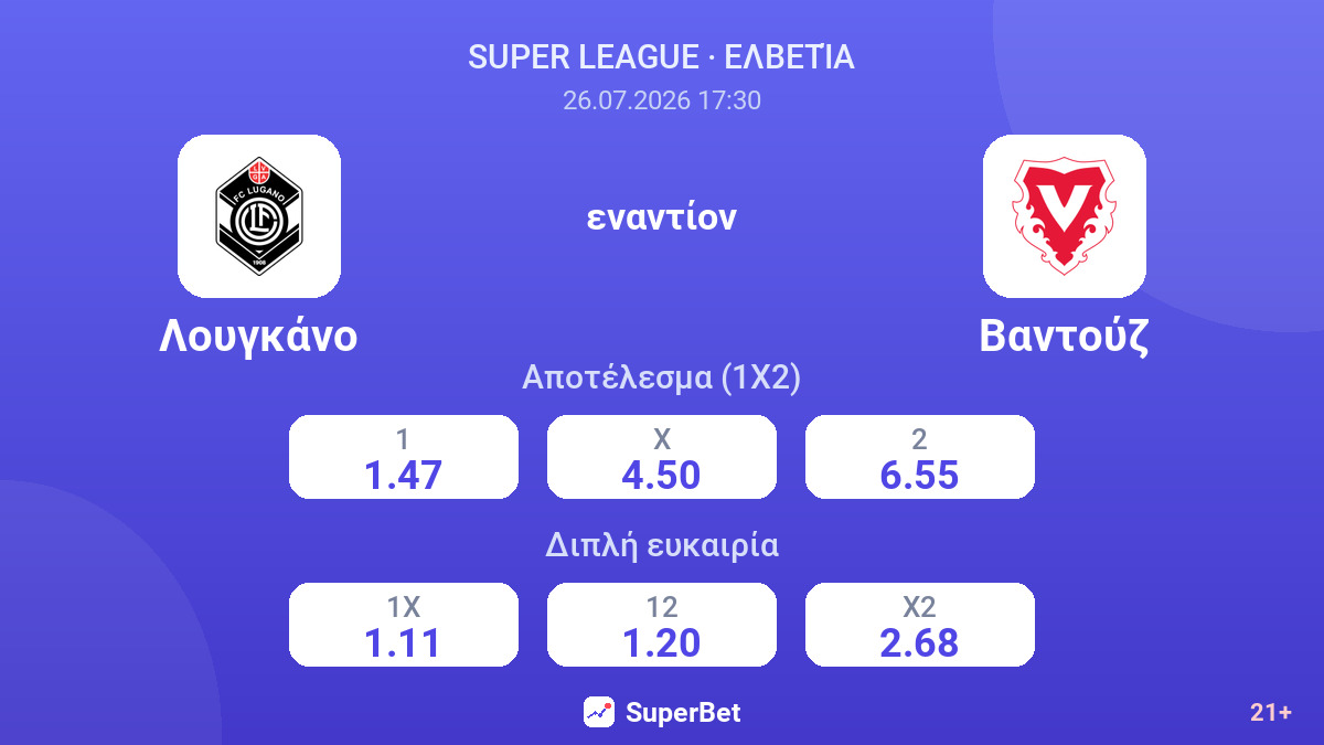Λουγκάνο εναντίον Βαντούζ — αποδόσεις