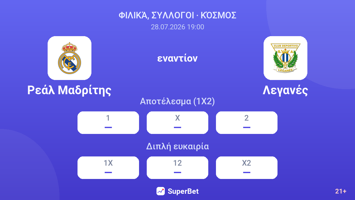 Ρεάλ Μαδρίτης εναντίον Λεγανές — αποδόσεις