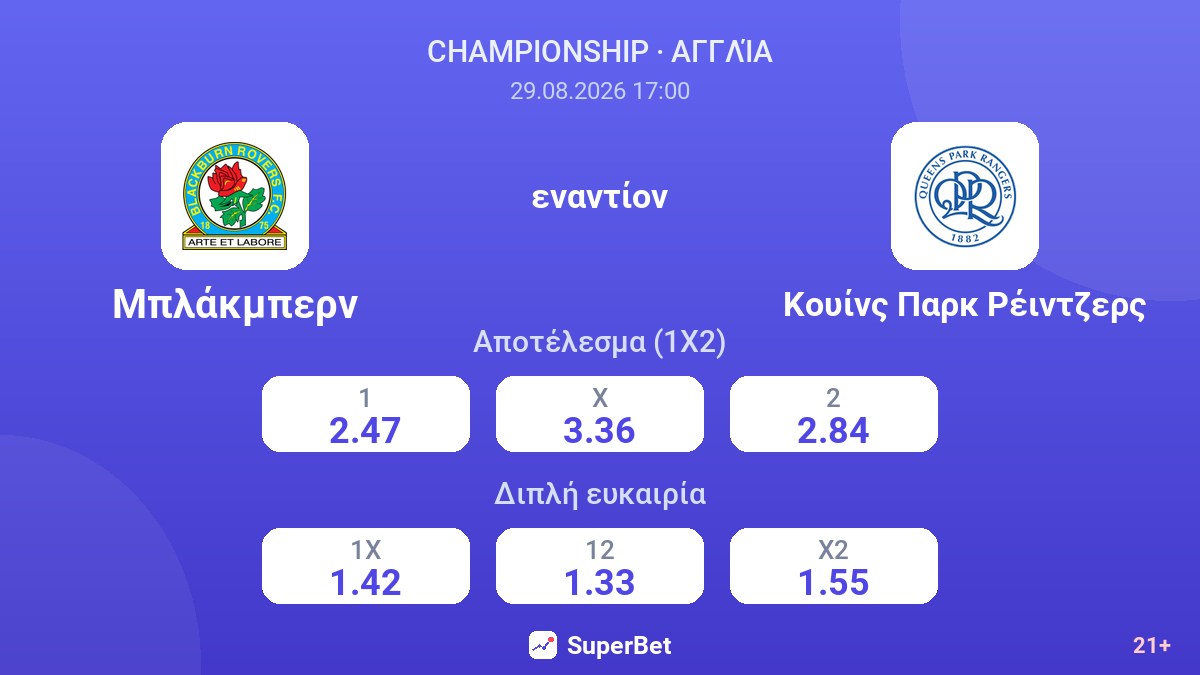 Μπλάκμπερν - Κουίνς Παρκ Ρέιντζερς — αποδόσεις