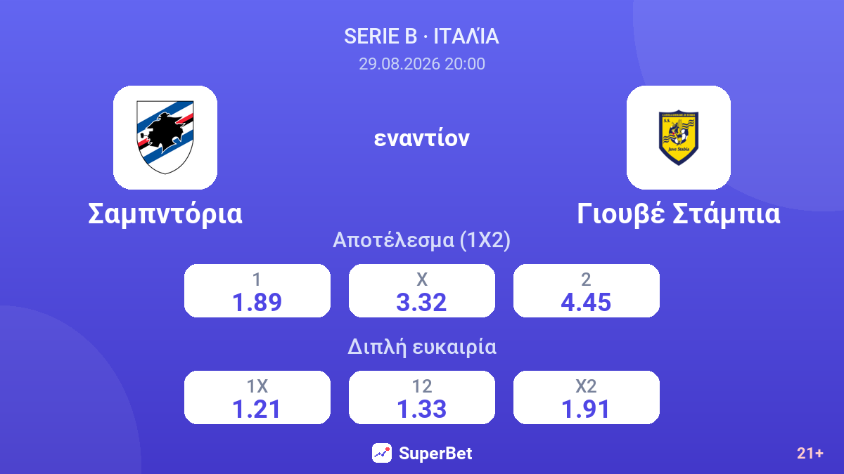 Σαμπντόρια - Γιουβέ Στάμπια — αποδόσεις