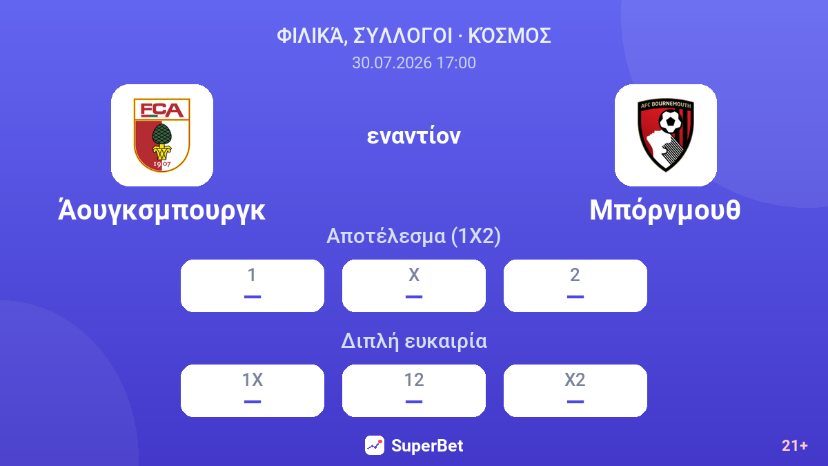 Άουγκσμπουργκ εναντίον Μπόρνμουθ — αποδόσεις