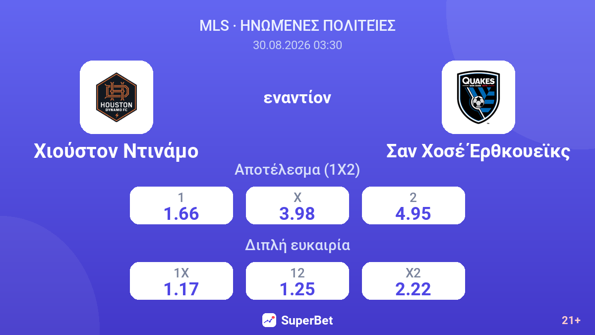 Χιούστον Ντινάμο - Σαν Χοσέ Έρθκουεϊκς — αποδόσεις