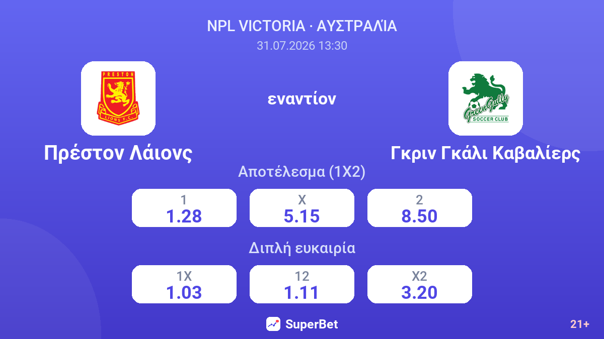 Πρέστον Λάιονς εναντίον Γκριν Γκάλι Καβαλίερς — αποδόσεις