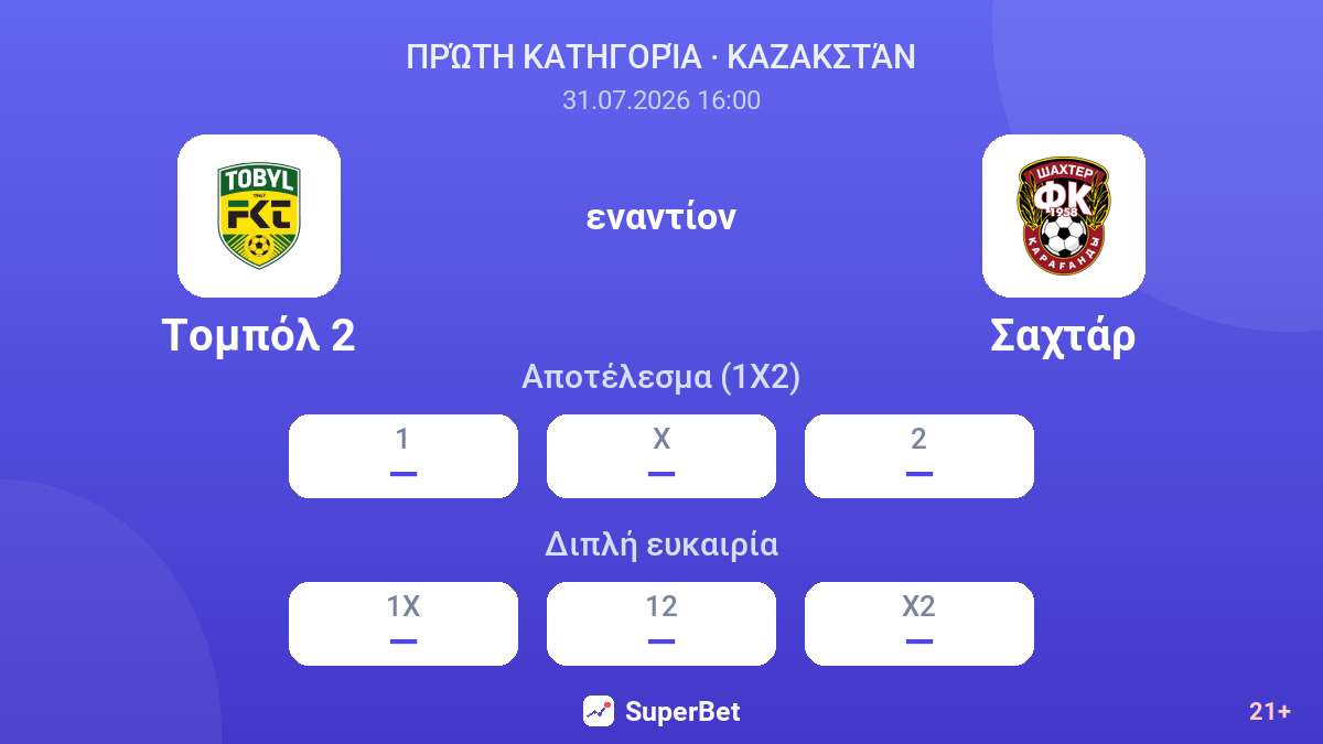 Τομπόλ 2 εναντίον Σαχτάρ — αποδόσεις