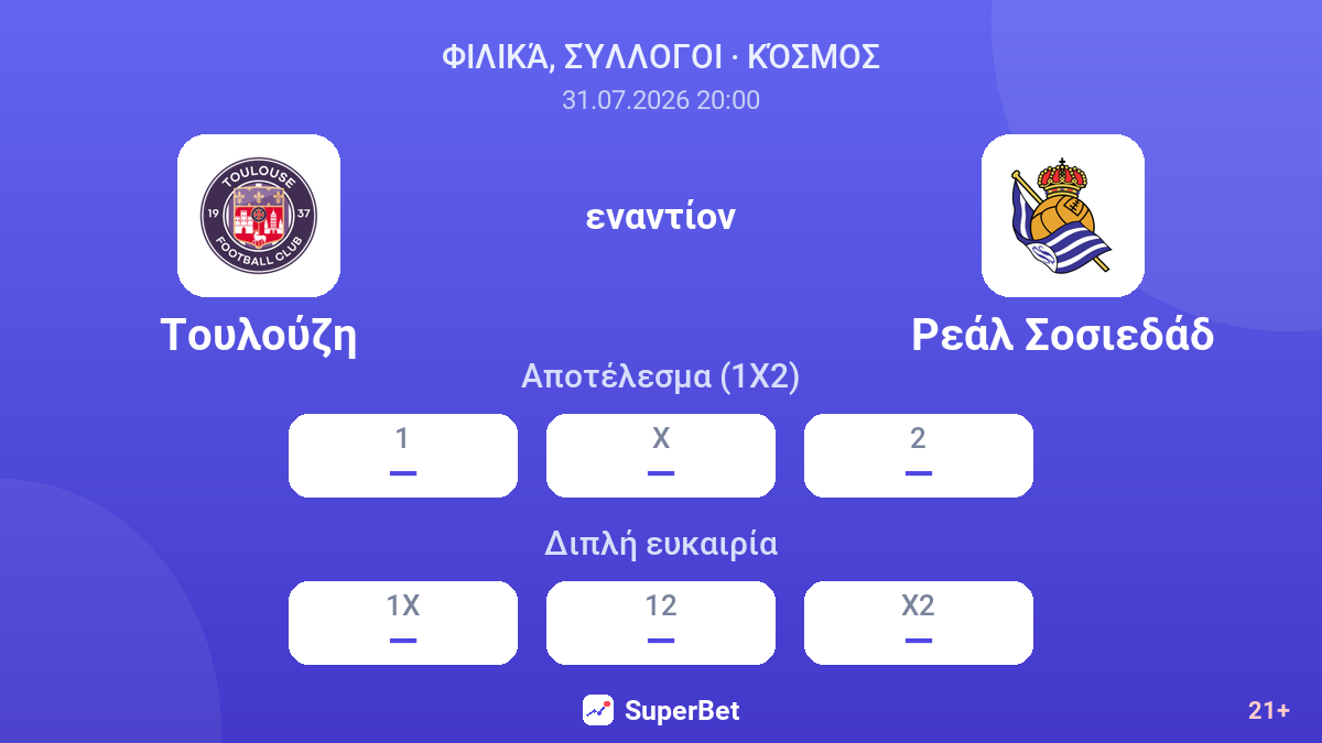 Τουλούζη εναντίον Ρεάλ Σοσιεδάδ — αποδόσεις